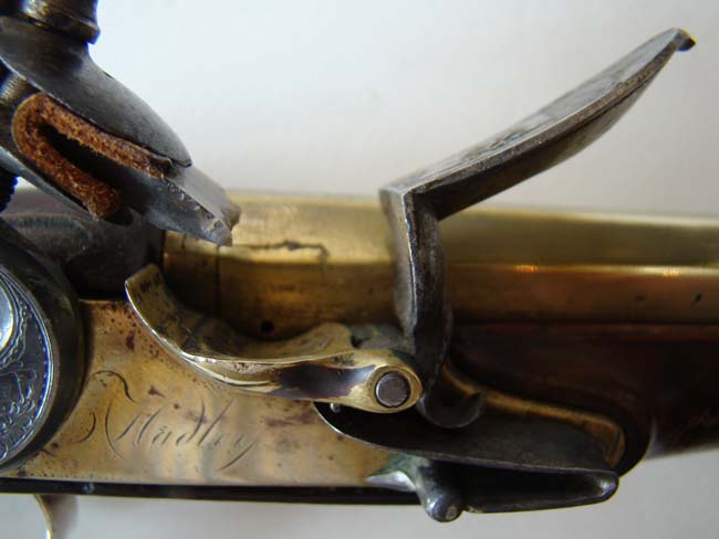 An historically important Revolutionary War period silver mounted brass barreled pistol owned by Capt. S. Baggot of the 17th Regiment Light Dragoons. — image 10